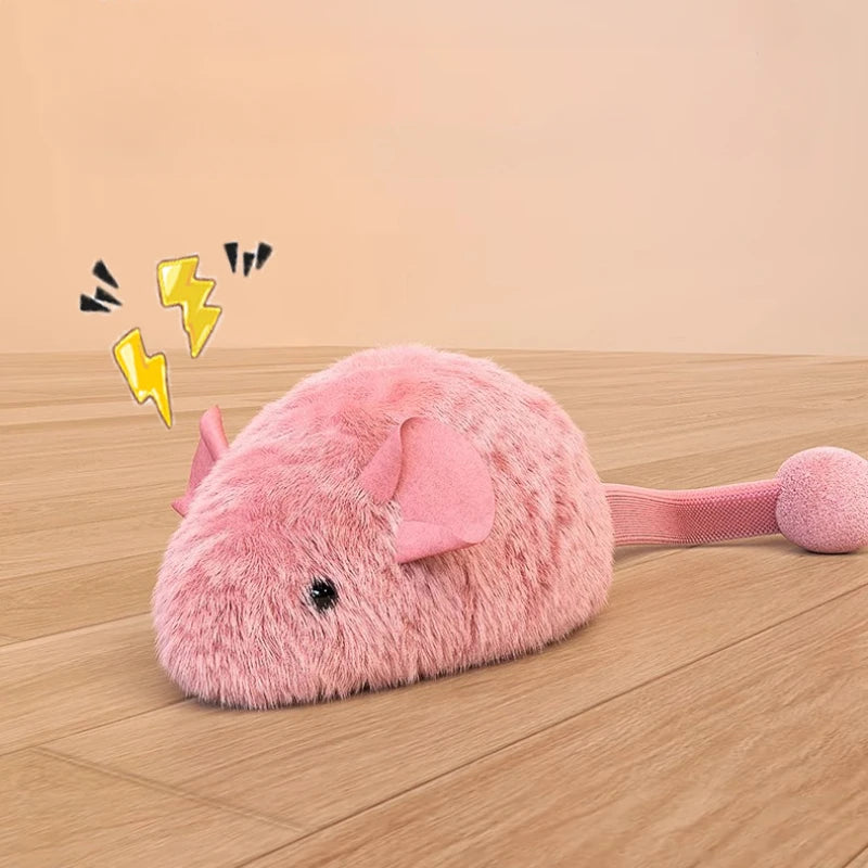 Souris Interactive "Real-Hunt" – Le Jouet de Chasse en Peluche pour Chat Rose